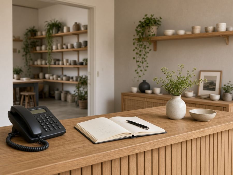 Contact desk at Steadytrail Studio in Montevideo